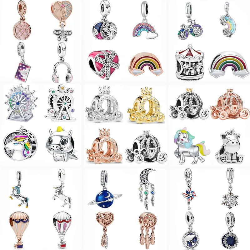 Новый Цвет Фул Радуга колесо обозрения Единорог синий планета Подвеска бусины