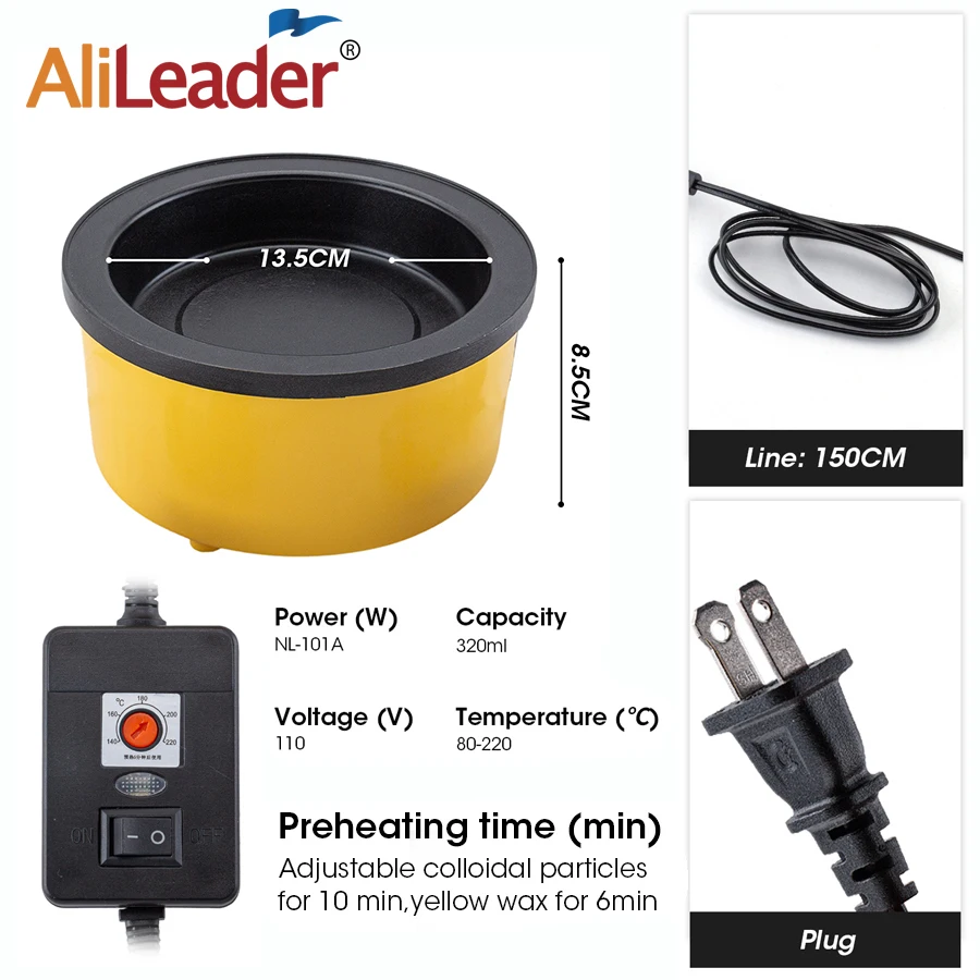 Alileader Best Quality Hot Glue Pot With 50G Free Melting Keratin Beads High Temp For Fusion Hair Extension Repair Tools |