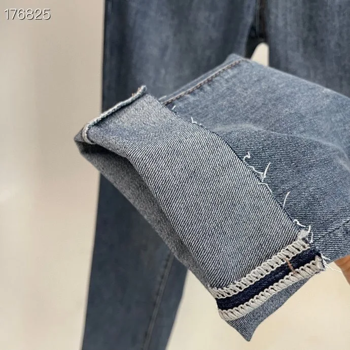 

2021 summer leisure high waist scratch pattern slim slim little foot quarter jeans