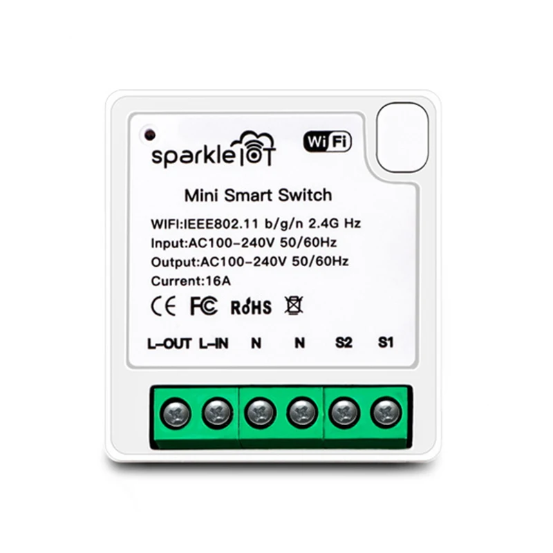 

1 Pcs Tuya MINI Wifi Smart Switch 16A 2-way Control Timer Wireless Switches Tuya/Smart Life APP Work With Alexa Google Home