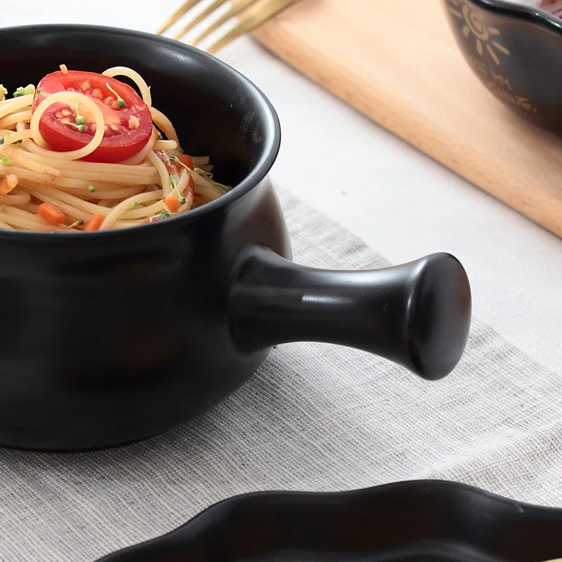 Japanese Style Ceramic Tableware Set 5 Head Household Whole Plates Cute Bowl Rice with Handle Instant Noodle | Дом и сад