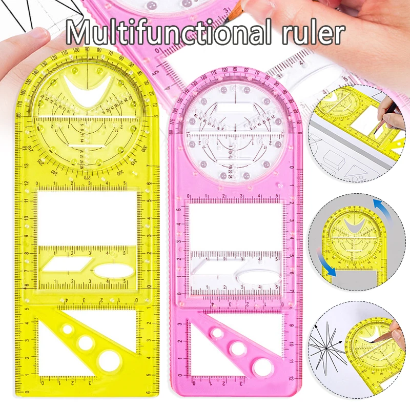 Multifunctional Geometric Ruler Drawing Template Measuring Tool for School Office Supplies DIY Apparel Sewing Fabric W | Дом и сад
