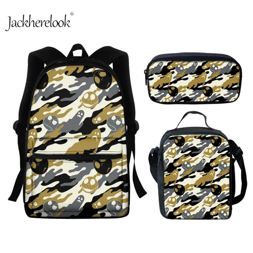 

jackherelook Fashion Campus Backpack The Nightmare Before Christmas Design Student Shoulders Bags Set Large Teenagers School Bag