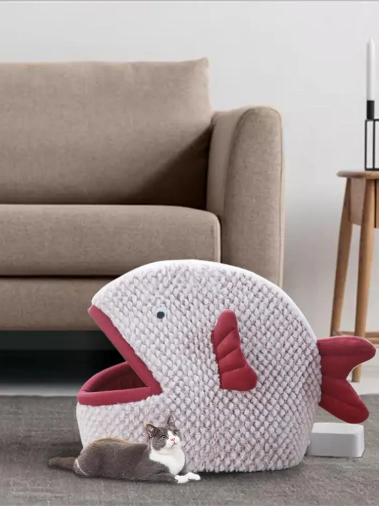 

Pet Soft Bed Puppy Pet Cat Bed Fish-shaped Cartoon Cat Nest Mat Small Dogs For Small Dog Sleeping Nest Soft Dog Kennel Cat House