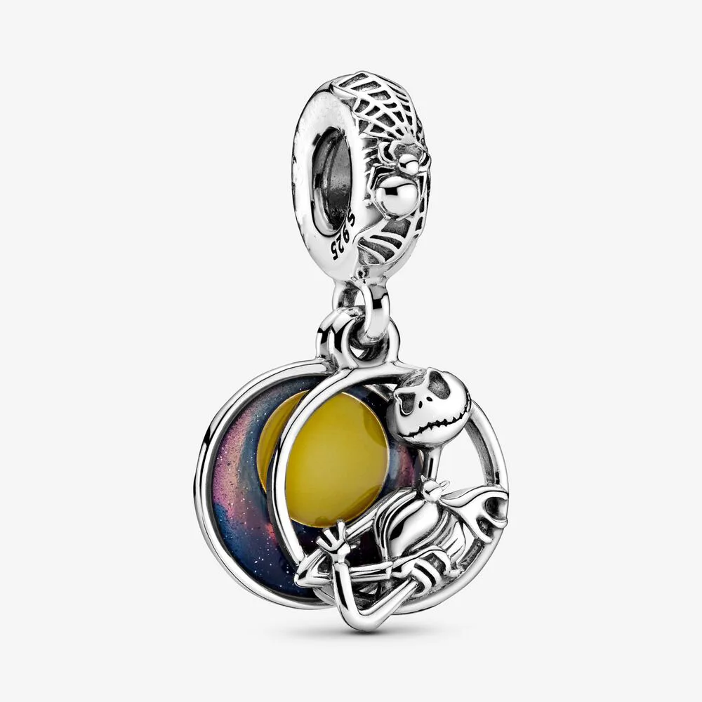 

2020 925 sterling silver Nightmare Before Christmas Double Dangle Charm Fit pandora Bracelet Necklace Pendant DIY jewelry