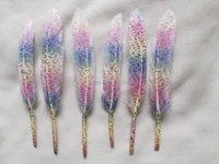 50pcslotgoose feathers with leopard print craft loose feathers art project decorate costume pen9 15cm