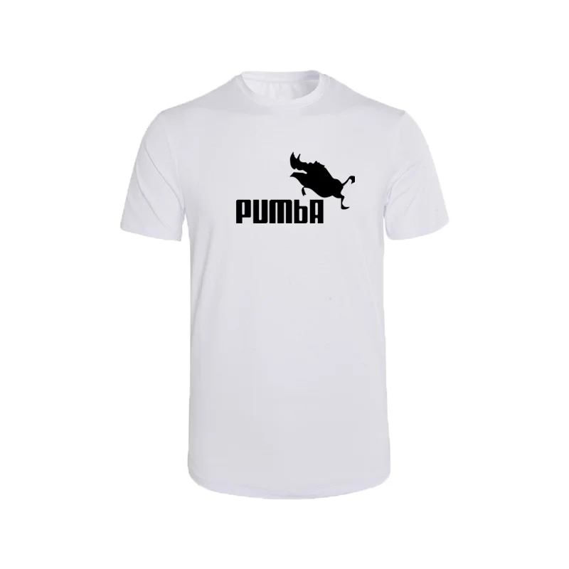 Мужская летняя футболка с принтом pumba хлопковая Футболка разных цветов надписью