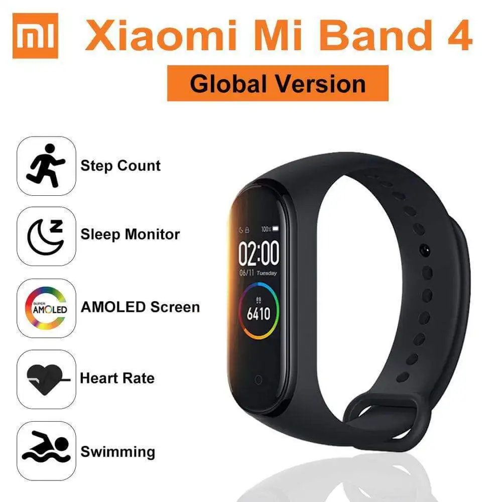 Оригинальный Смарт браслет Xiaomi Mi Band 4 с AMOLED дисплеем фитнес трекер шагомером