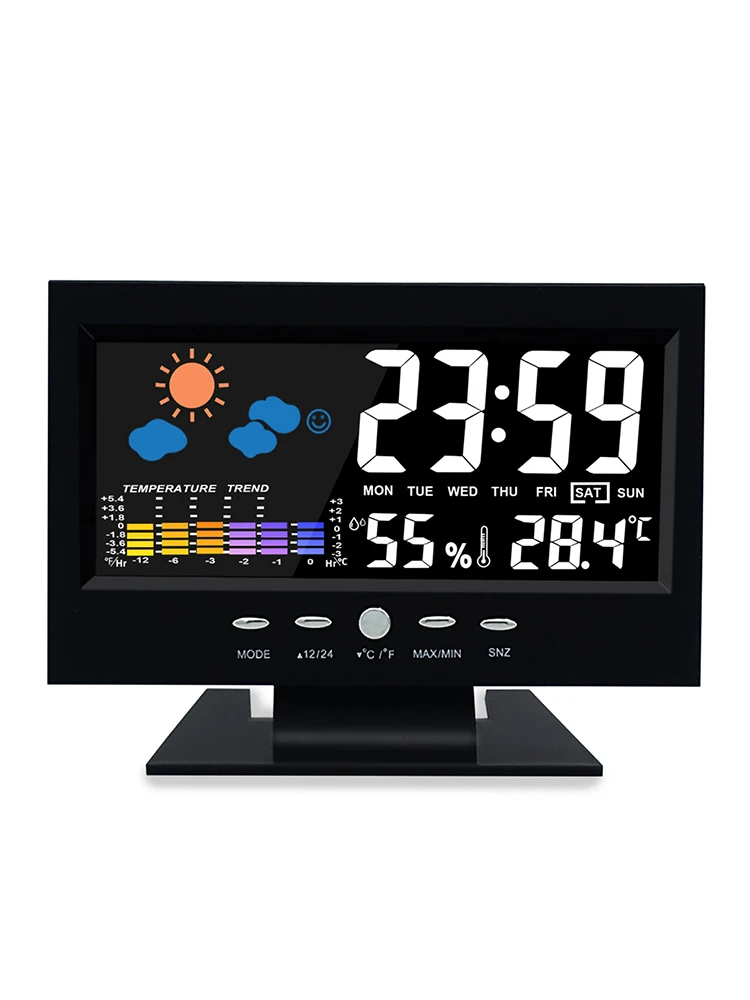 

Electronic Digital LCD Temperature Humidity Monitor Clock Thermometer Hygrometer Electronic Indoor Home Weather Forecast Clock
