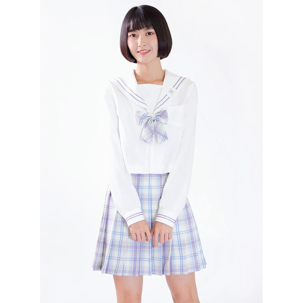 

Anime Cosplay Japanese JK uniform Plaid Dress Suit long sleeve lovely Sailor Costume school uniform shirt autumn girl dress