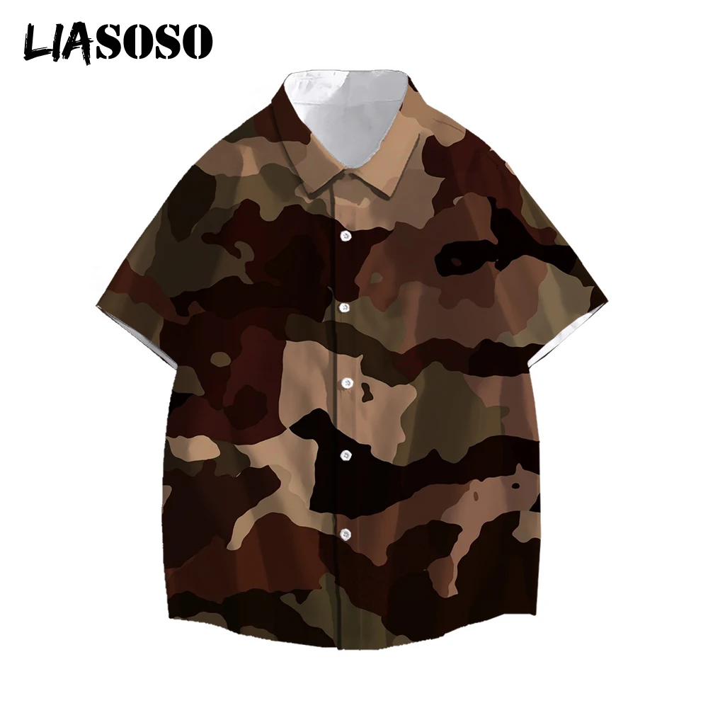 

LIASOSO 2021 New Youth Fashion Young Wind Tooling Style Shirt Street Art Spiral Special Men's Shirt Trend