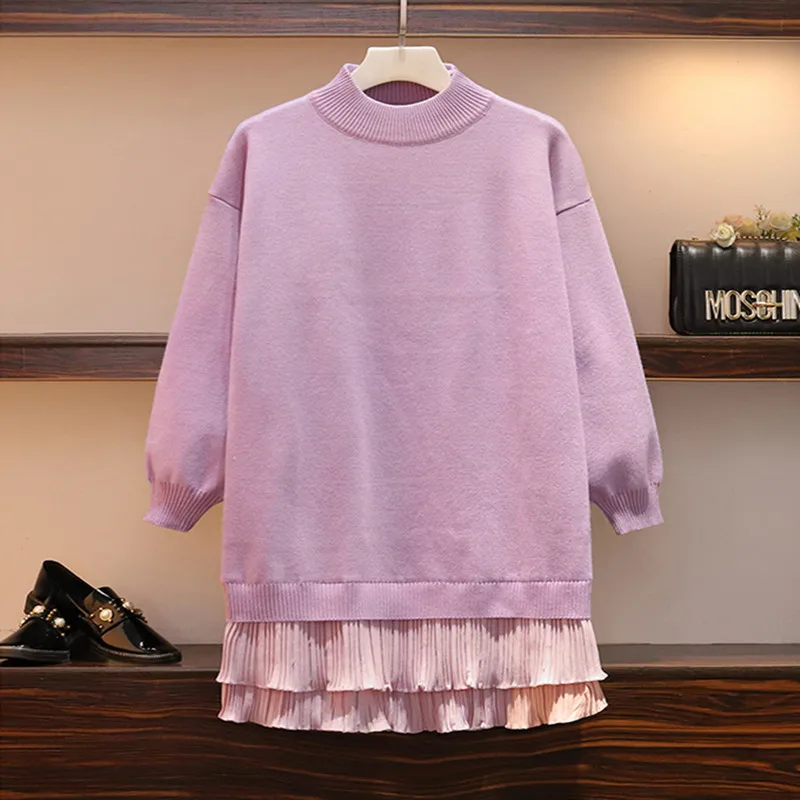 Платье большого размера осень зима однотонное длинное кружевное сшитое стильное