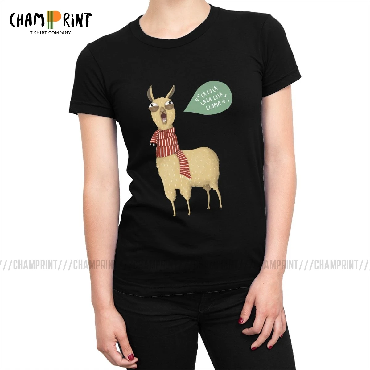 

Женская рождественская футболка Ulzzang, милая хлопковая Футболка с круглым вырезом и принтом ламы в стиле панк, большие размеры