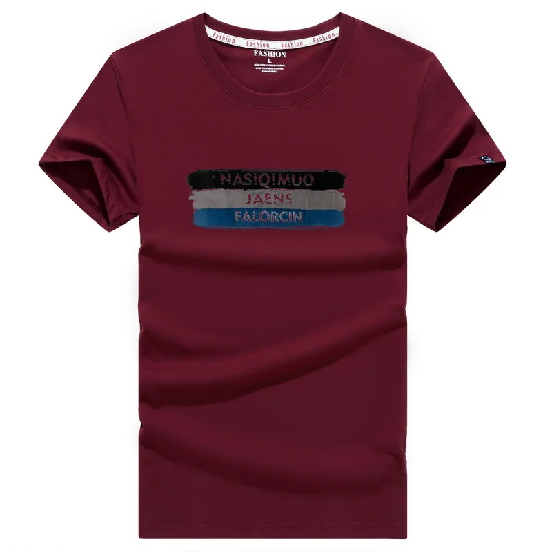

New Men's Summer O-Neck Short-Sleeved Casual Brand T-Shirts Hommes High Quality 100% Cotton Letter Striped Top Tee Male Size 6XL