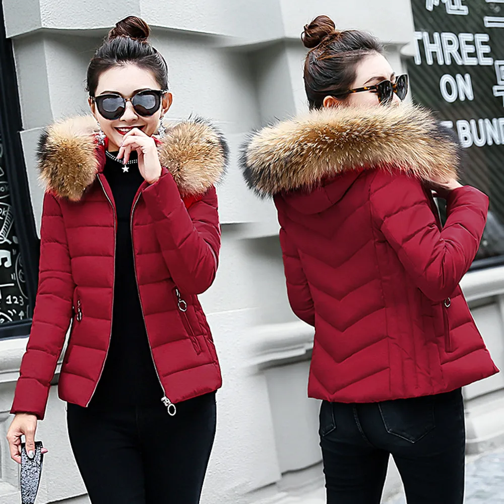 Модная зимняя куртка женская толстая пуховая парка с большим меховым поясом и