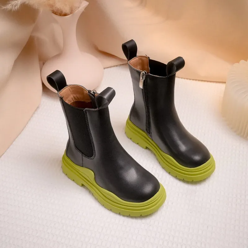 Quality Leather British Style Martin Boots Girls Leather Shoes Chelsea Short Boots Children's Shoes Ankel Boots Children's Shoes enlarge
