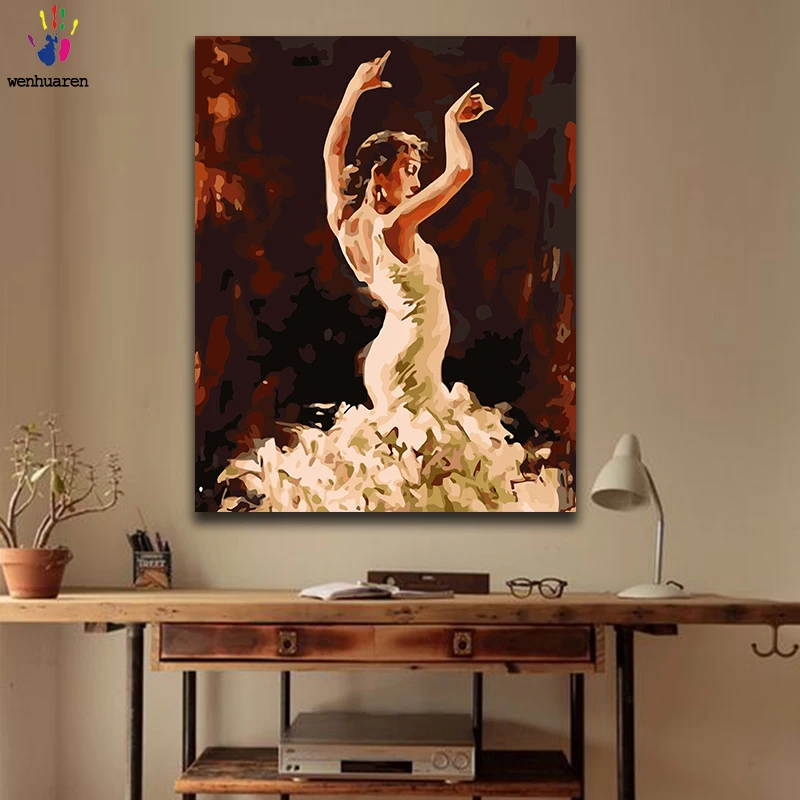 DIY Раскрашивание по номерам танцевальные женские картины с комплектами 40x50 в