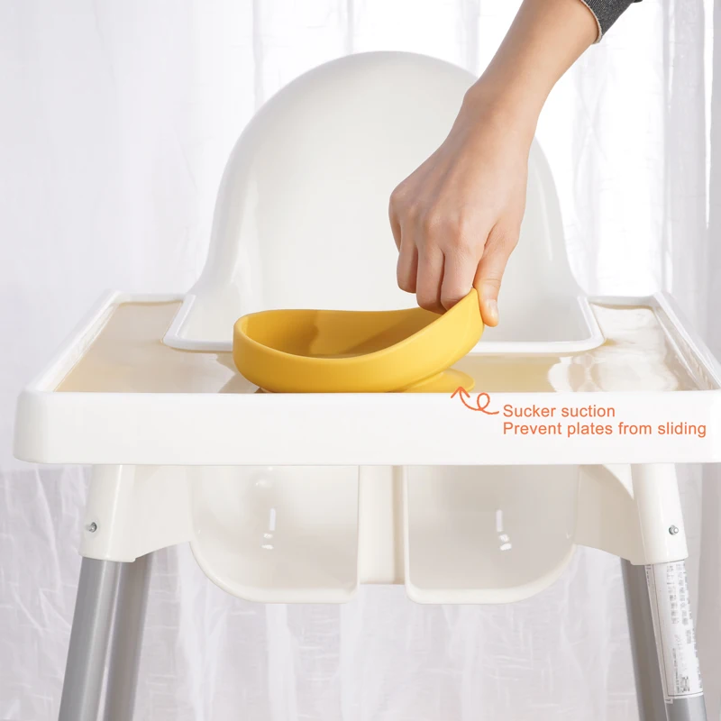 

100%Food Safe Approve Silicone Children's Tableware Fashionable Round Food Plates Waterproof Training Bowl Baby Accessories