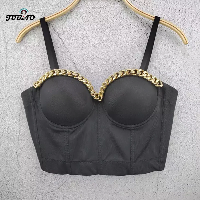 summer crop tops women white black sexy off the shoulder chain tank top powerpuff bustier fashion corset milkmaid rave festival