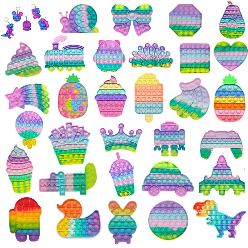 34 стили поп Непоседа Макарон Цвет вытолкнуть его браслет с пузырьками