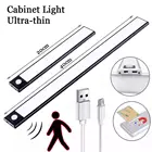 Ультратонкий светильник для шкафа, лампа с пассивным ИК датчиком движения и USB-зарядкой для кухни, лестницы, шкафа, настенная лампа из алюминиевого сплава, ночсветильник, 406080 см