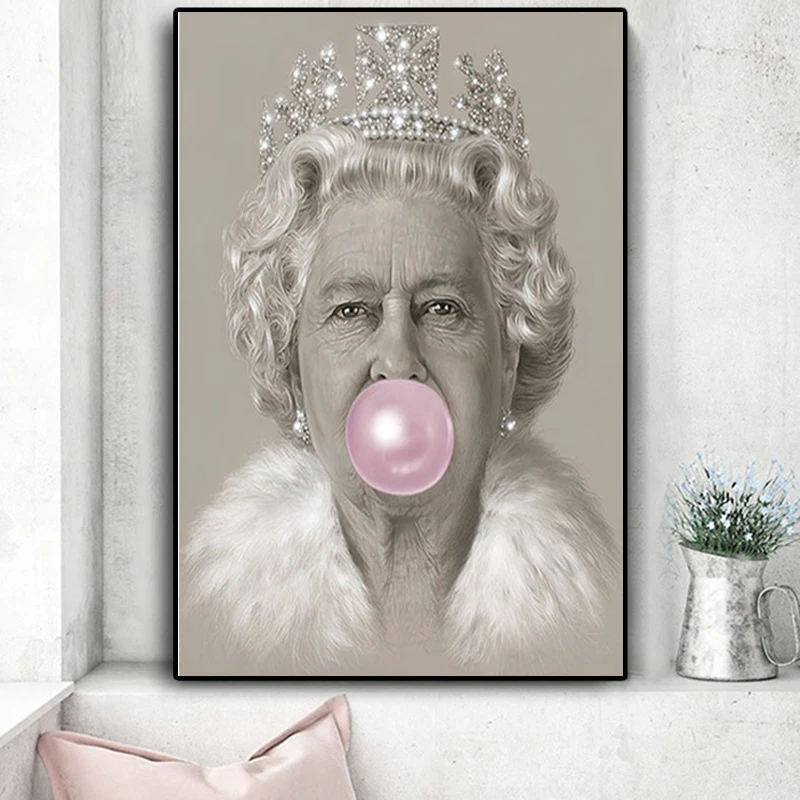 Картина для гостиной с рисунком картины и надписью Elizabeth Bubblegum Queen|Рисование