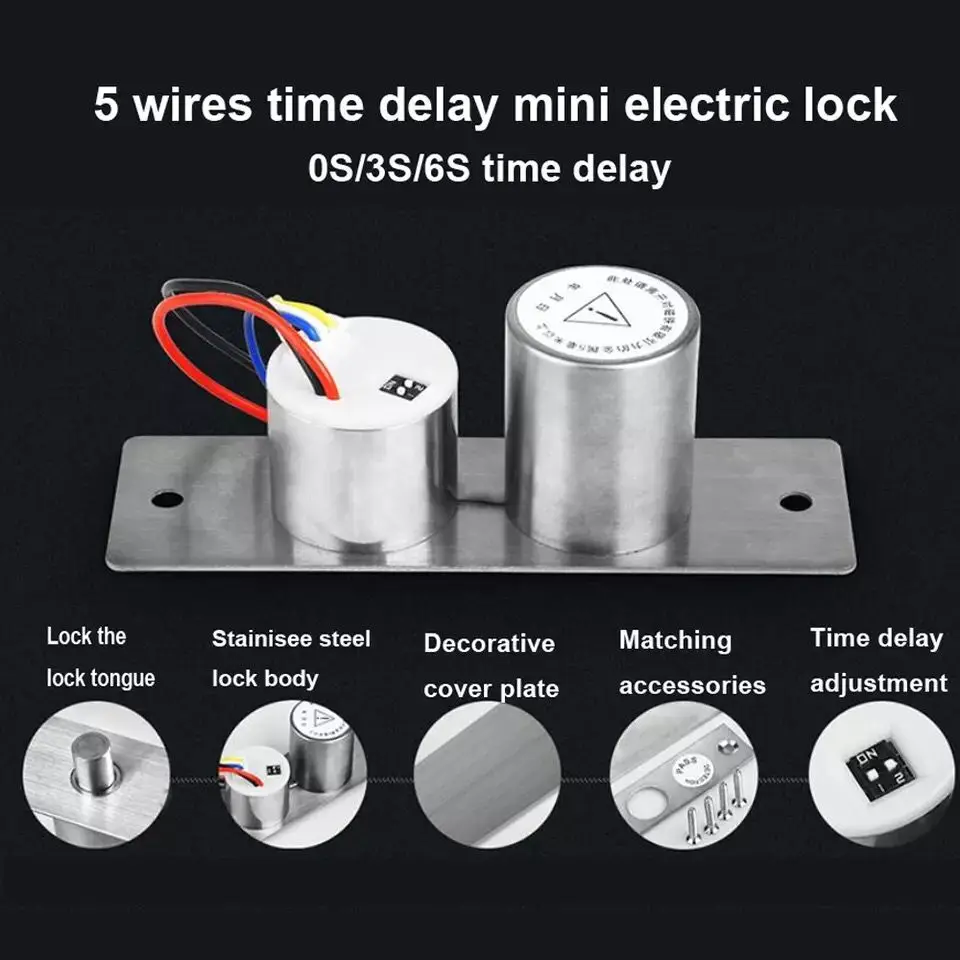 

Electric Drop Bolt 2 / 5 Wires DC 12V Easy Embed Install Induction Auto Electronic Door Lock Cylinder Body