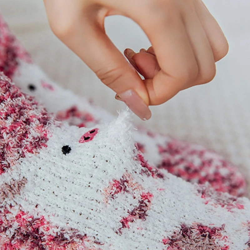 

Women Winter Coral Velvet Slipper Socks Colorful Cartoon Panda Pig Bear Animal Print Fuzzy Fluffy Warm Sleeping Hosiery