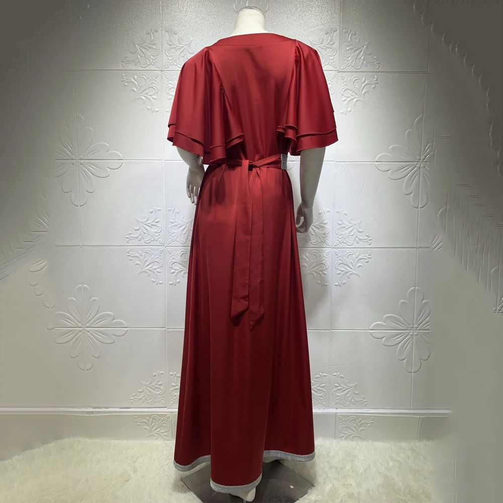 Женское атласное платье Abaya Dubai модные платья с коротким рукавом в турецком