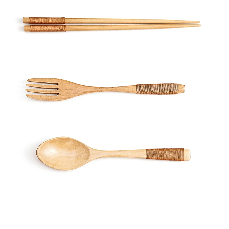 

Solid Wood Cutlery Set Japanese Environmental Protection Wooden Spoon Fork Household Kitchen Supplies Eco-friendly Tableware