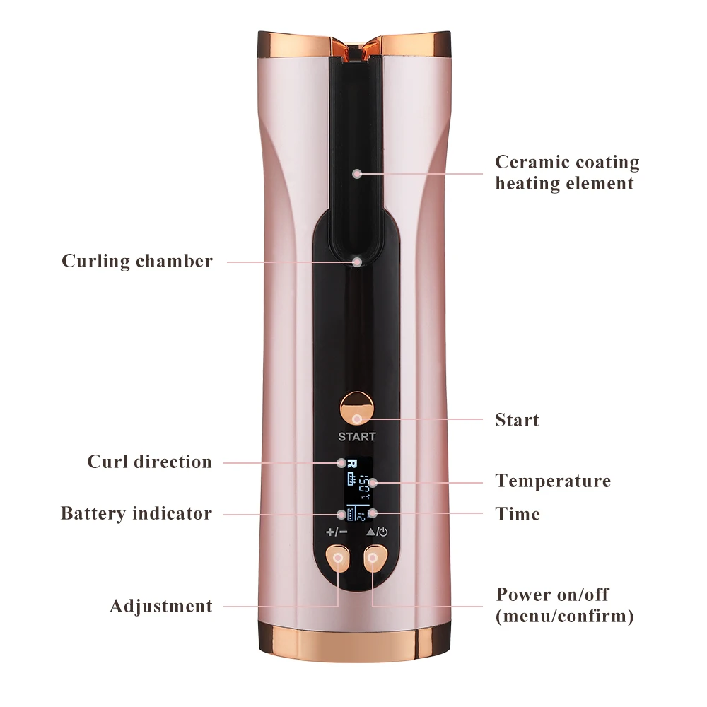 

Wireless Curling Iron Hair Curler Hair Waver Tongs Beach Waves Iron Curling USB Cordless Rechargeable Ceramic Wave Curling Wand