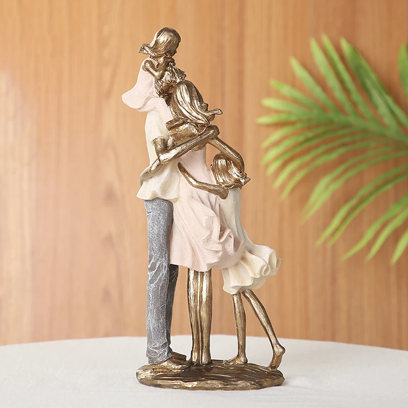 Holiday Family Sculpture Handmade Resin Parents Statue Daughter Gift Birthday Son Ornament Craft Room Decor Wedding Anniversary images - 6