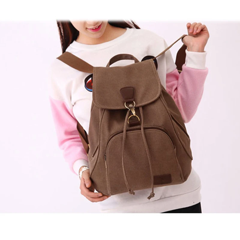 

Woman canvas backpacks female vintage bag fashion backpacks for teenage girls retro College student school bags fabric knapsack