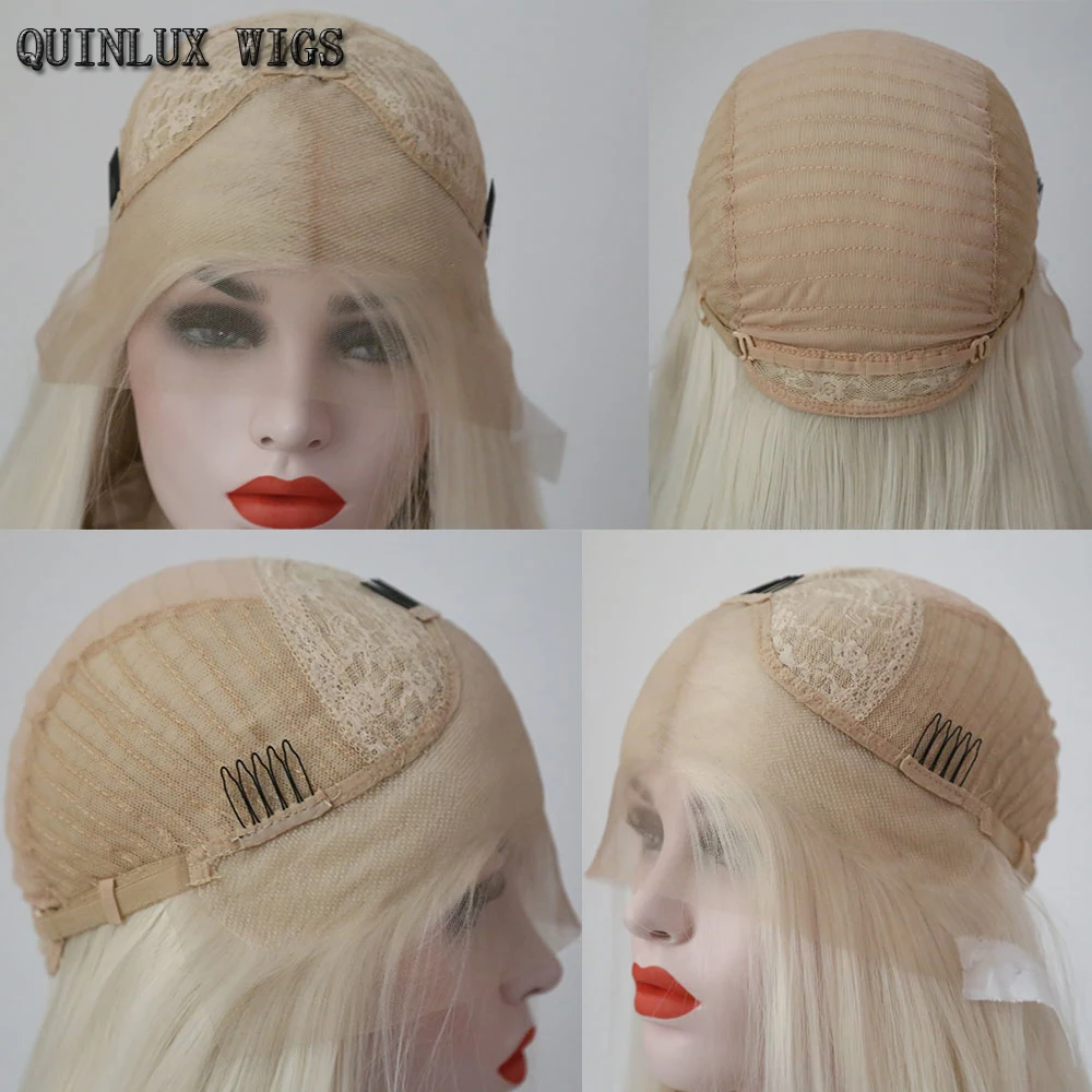 Парики QUINLUX из платиновых светлых волос короткие волосы с волнистыми