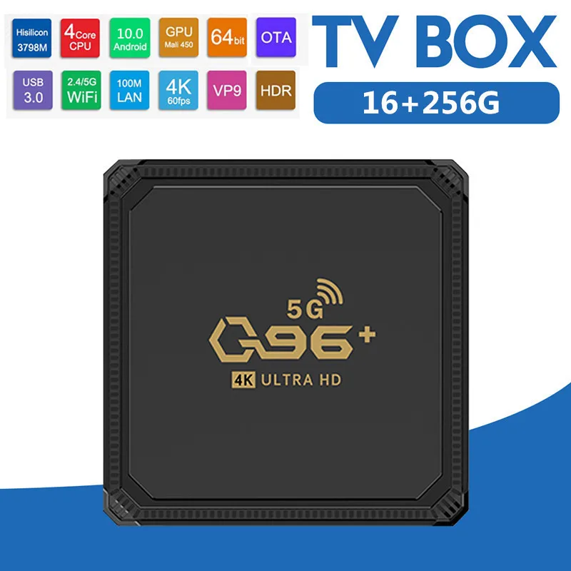 

Новая Смарт ТВ-приставка Q96 + Hisilicon Hi3798M четырехъядерный чип 4K 2,4G 5G Двойной Wi-Fi приставка высокой четкости для Android 9,0 медиаплеер