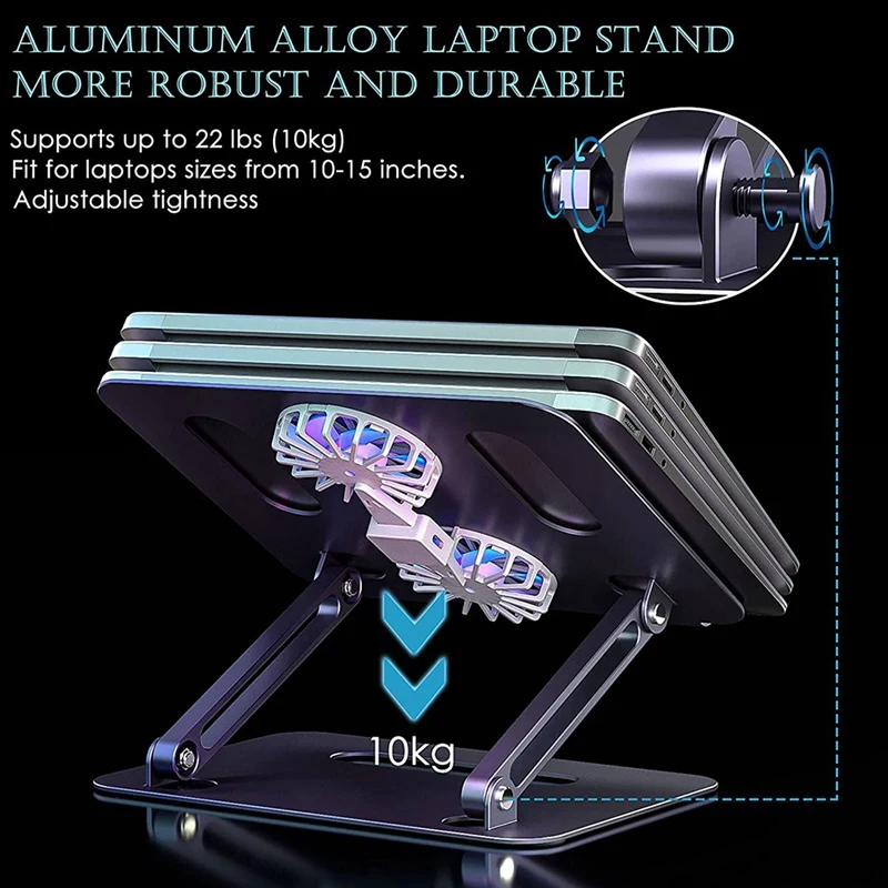 Laptop Cooling Stand Foldable Notebook Holde Adjustable Lifting Fan Double-Layer for 12-17 Inch Laptops | Автомобили и мотоциклы
