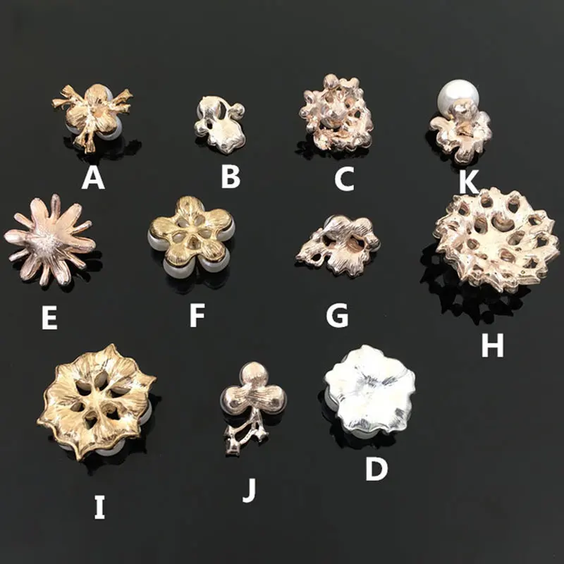 10 шт./компл. DIY цветок Стразы Кнопки жемчужная кнопка сплав Пряжка Кристалл бант
