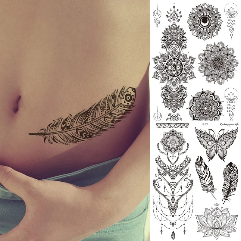 

Чехол с изображением цветка мандалы временная татуировка Стикеры Водонепроницаемый прочный черный фоновая фотография в стиле ретро ручна...