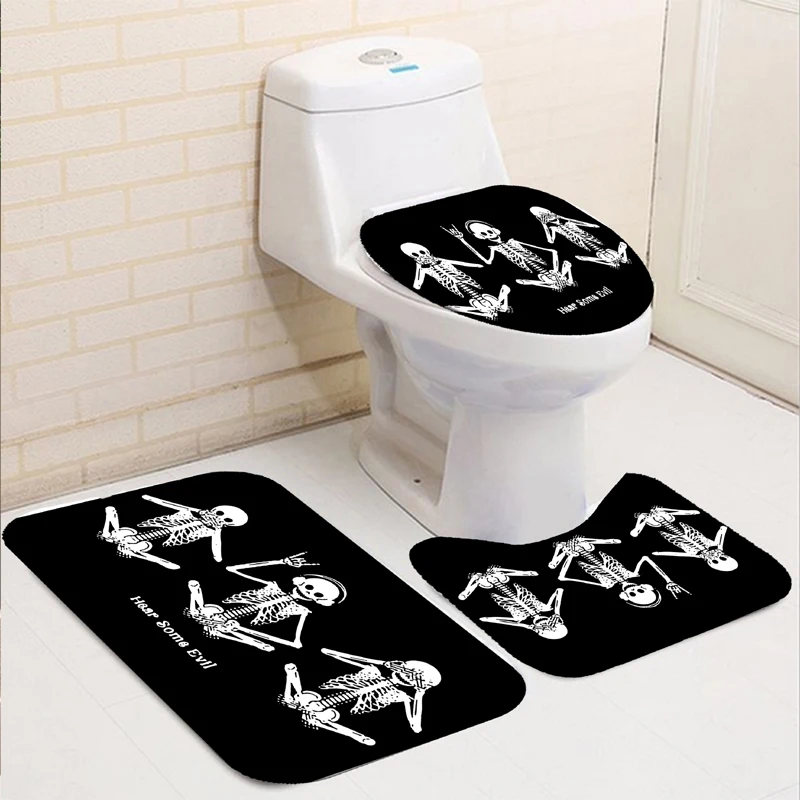 

Home Decor Bathing Waterproof Shower Curtain Set with 12 Hooks Toilet Covers Bath Mats Bathroom Non-slip Rug Carpet Polyester