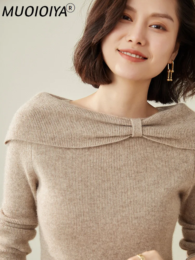 

Princess Style 100% Goat Cashmere Knitted Jumpers For Women 2022 New Arrival Winter/ Autumn Female Slim Bottomed Sweaters