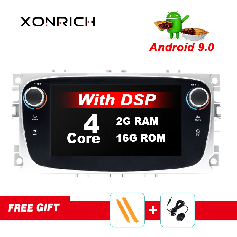 Android 9.0GPS автомагнитолы 2 Din Автомобильный мультимедийный плеер 7 ''аудио dvd-плеер для Ford/Focus/S-Max/Mondeo 9/Galaxy yc-Max DSP BT