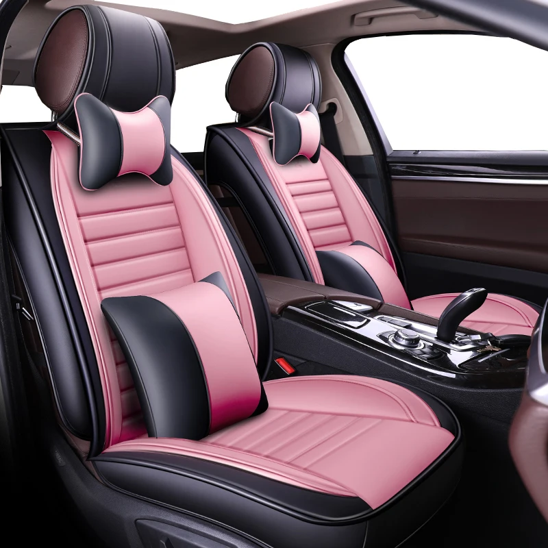 Чехлы для автокресел из искусственной кожи с полным покрытием для mercedes benz class c w202 t202 w203 t203 w204 w205 - Название цвета: Pink  luxury