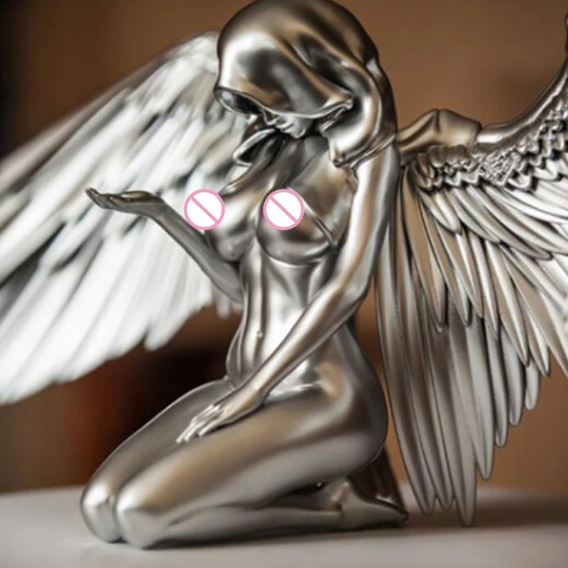 

Скульптура ангела с крылом, статуя абстрактной смолы, настольные украшения, статуэтка богини, персонаж, элегантные художественные изделия