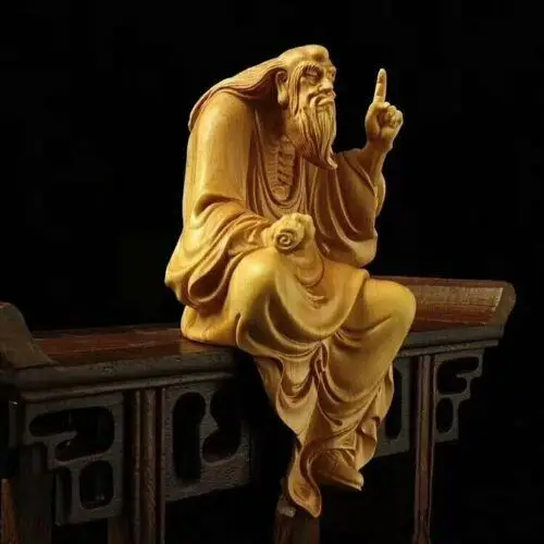 chinese arborvitae wood carving Laozi preaches