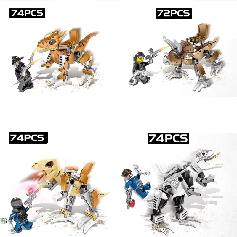 Мир Юрского динозавра робот Броня животных 294 шт. Раптор атака войны строительный
