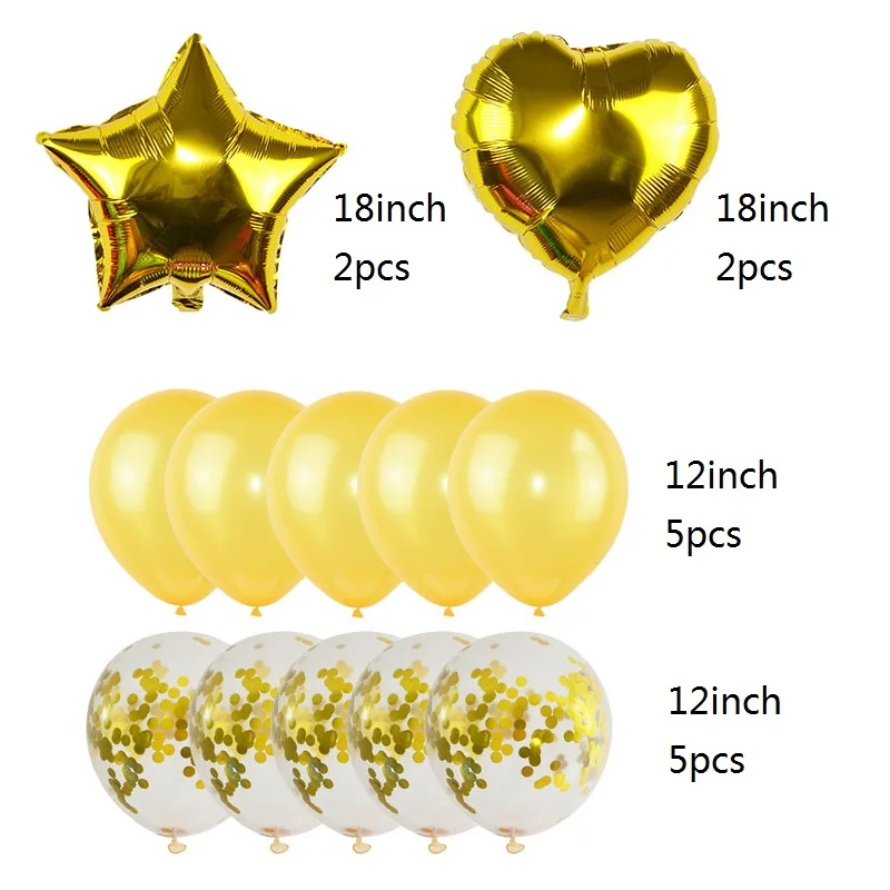 14 шт./компл. набор латексных шаров розового золота с конфетти в форме сердца