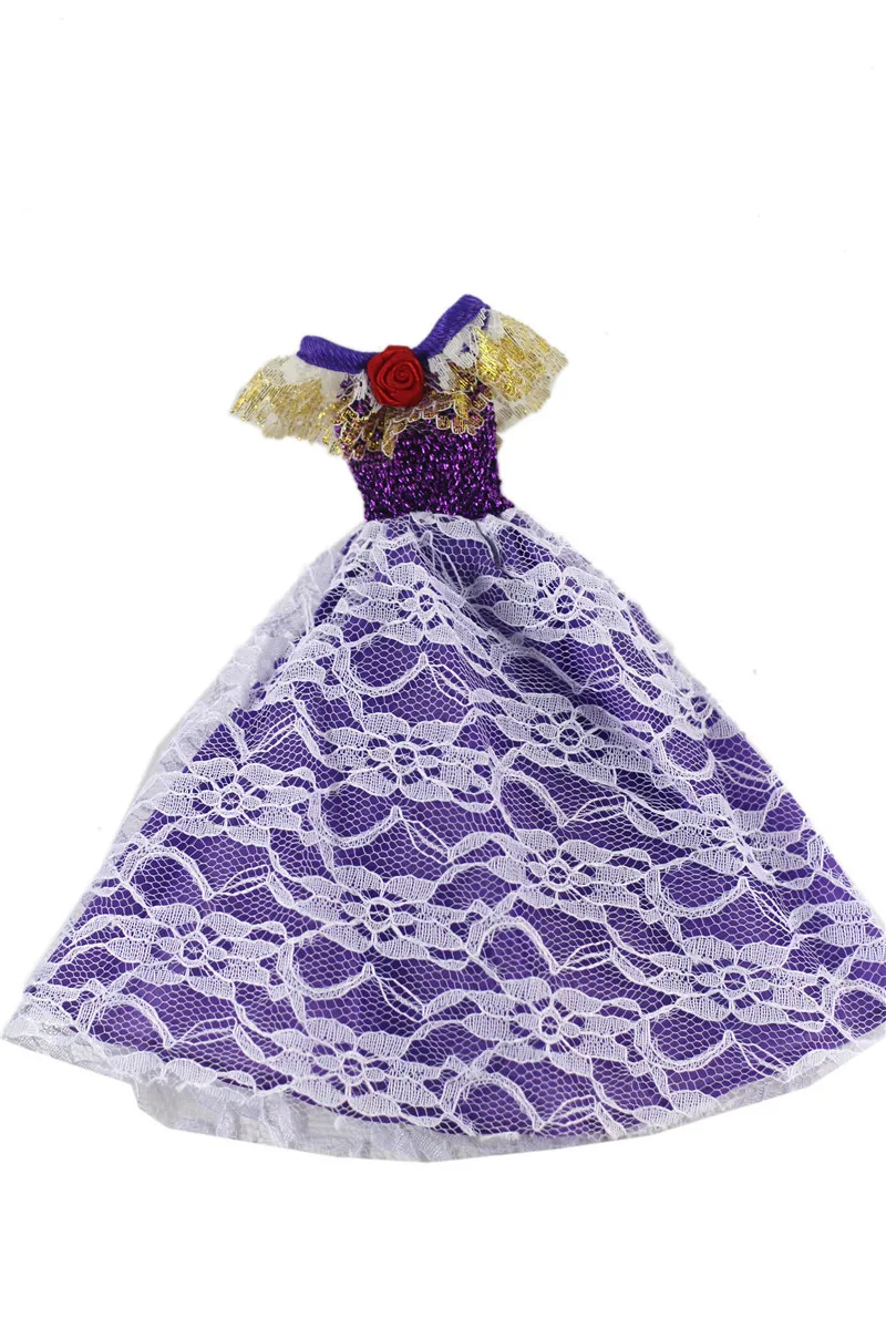 

2021 New Purple Lace Dress Outfit Suit Sets for Barbie BJD FR SD Doll Clothes Role Play Accessories Toys for Girl