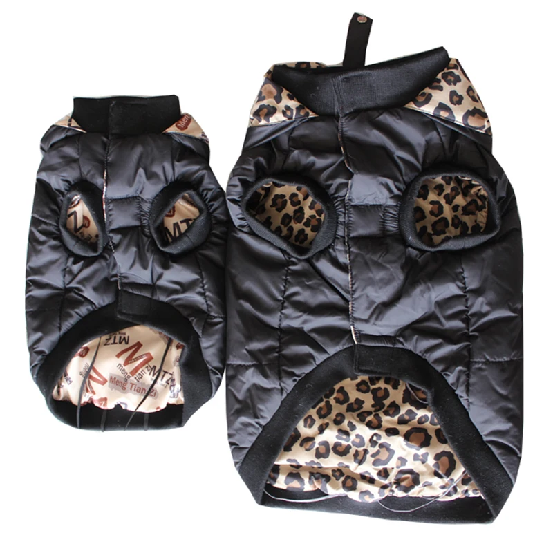 Зимняя одежда для домашних собак теплая куртка с капюшоном из ткани