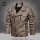 Мужская винтажная куртка из искусственной кожи, черная ветрозащитная куртка из искусственной кожи, модная мотоциклетная куртка, новинка зимы 2022