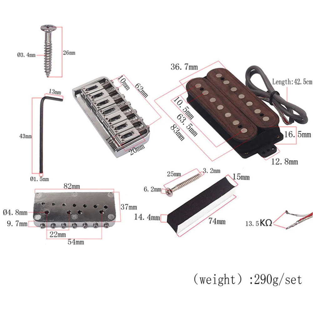 

7 String Rose Wood Guitar Humbucker Pickup Kits for Electric Guitar and Pedal Steel Guitar